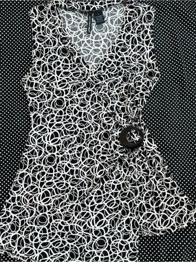 Saint Tropez West Black and White Sleeveless Faux-Wrap top with Ring Detail